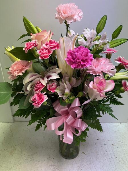 Pink Blush Mixed from Rogers Florist, your flower shop in Meridian, MS