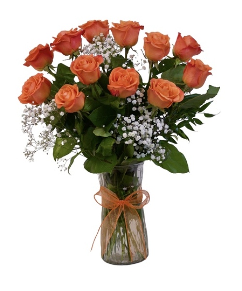 Dozen Orange Roses from Rogers Florist, your flower shop in Meridian, MS