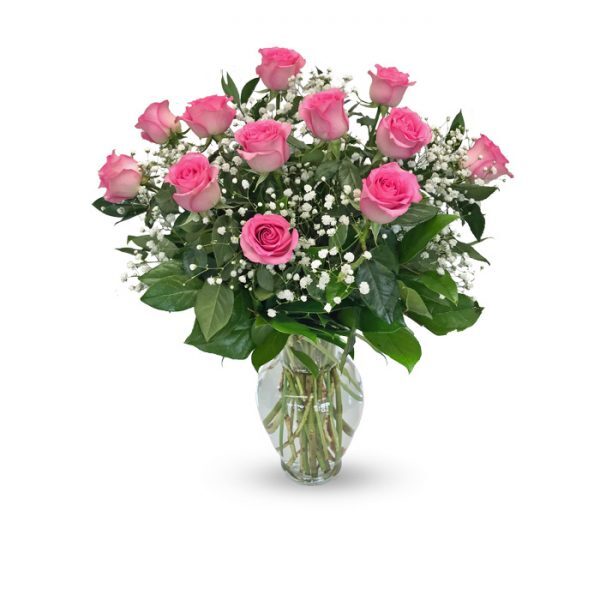 Dozen Pink Roses from Rogers Florist, your flower shop in Meridian, MS