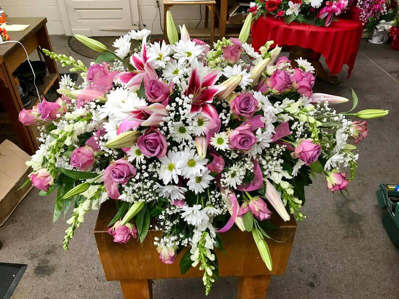 Pinks and White Mixed Spray from Rogers Florist, your flower shop in Meridian, MS