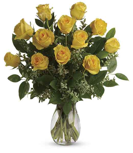 Dozen Yellow Roses from Rogers Florist, your flower shop in Meridian, MS