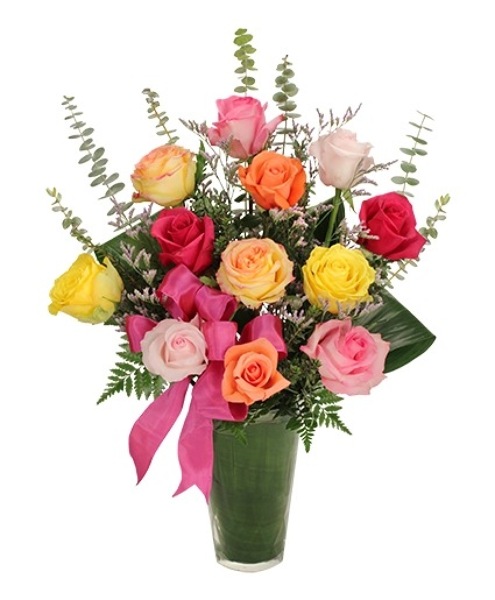 Dozen Rainbow Roses from Rogers Florist, your flower shop in Meridian, MS